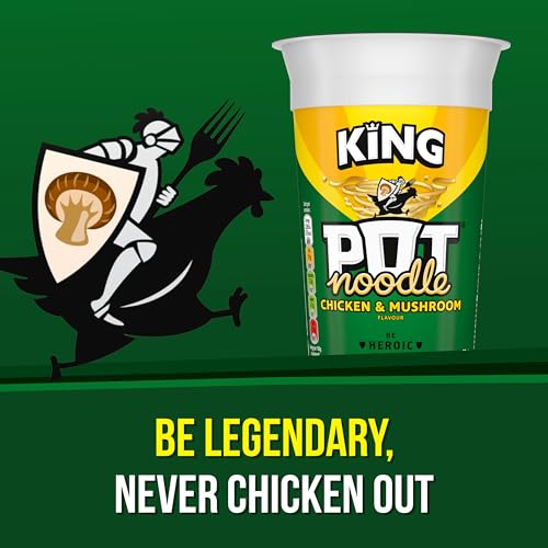 Pot Noodle Chicken & Mushroom King Pot Noodle instant vegetarian snack quick to make noodles 12x 114 g