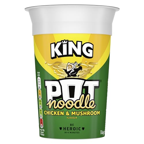 Pot Noodle Chicken & Mushroom King Pot Noodle instant vegetarian snack quick to make noodles 12x 114 g