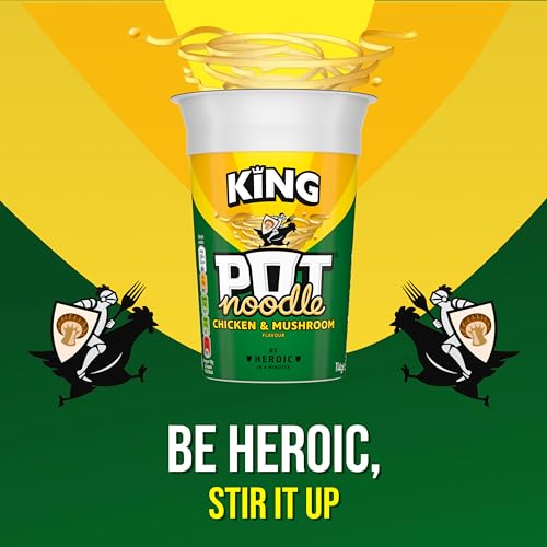 Pot Noodle Chicken & Mushroom King Pot Noodle instant vegetarian snack quick to make noodles 12x 114 g