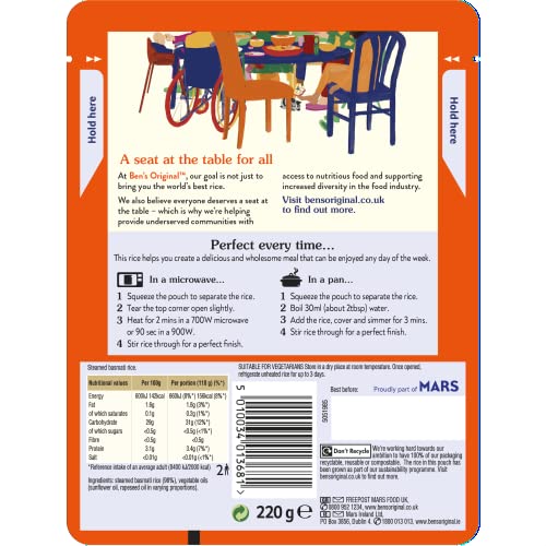 Ben's Original Basmati Microwave Rice, Bulk Multipack 6 x 220 g pouches